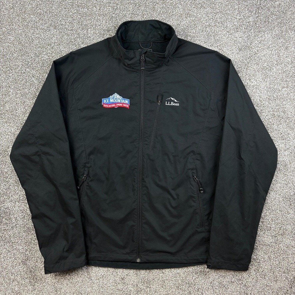 LL Bean Windproof Softshell Jacket Mens XL Black Windbreaker Lightweight 281307